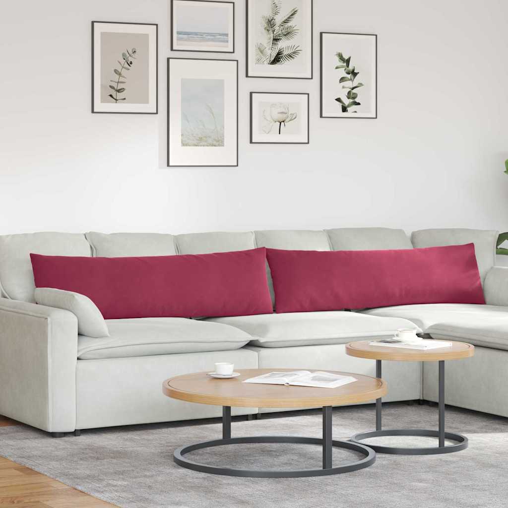 Sofakuddar 2 st Vinröd 145 x 40 cm Kordread tyg