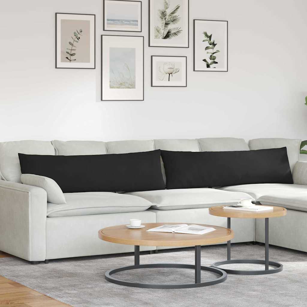 Sofakuddar 2 st tyg Svart 145 x 40 cm