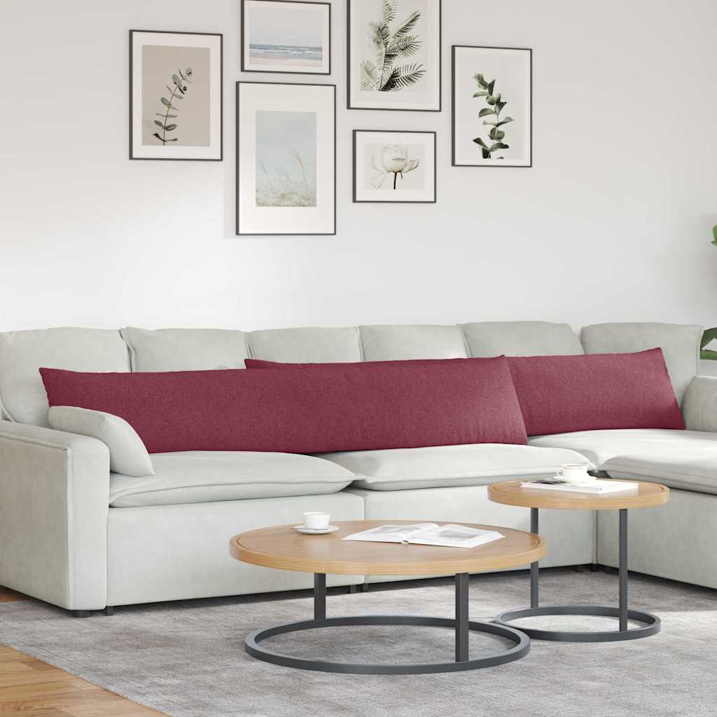 Sofakuddar 2 st tyg Vinröd 200 x 40 cm