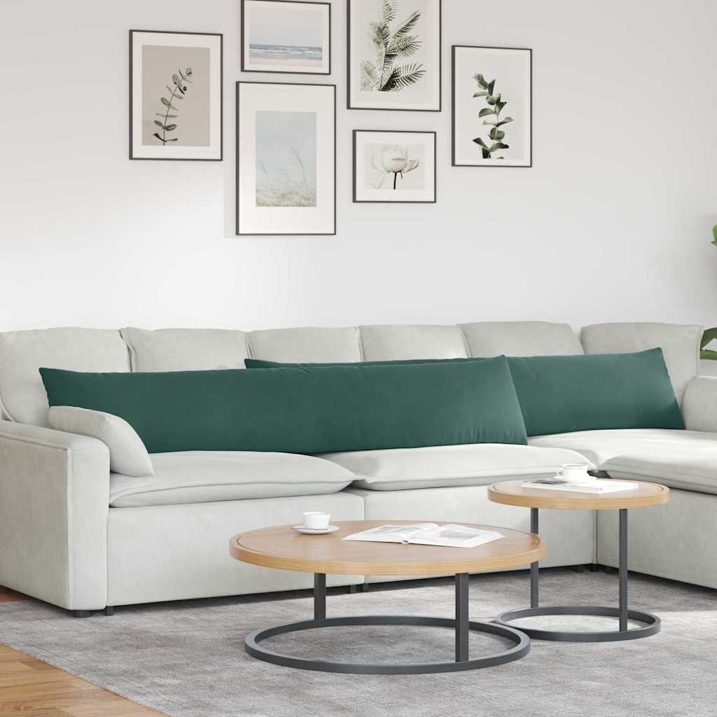 Sofakuddar 2 st Mörkgrön 200 x 40 cm Kordread tyg