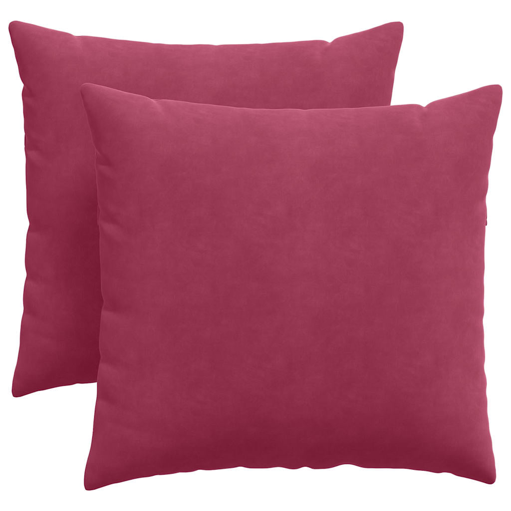 Sofakuddar 2 pcs Vinröd 45 x 45 cm Kordread tyg