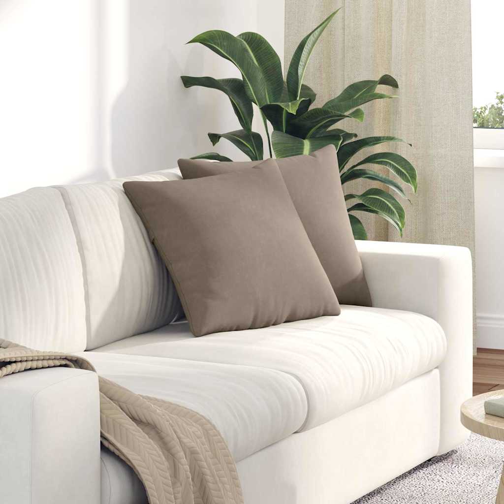 Sofakuddar 2 st tyg Taupe 45 x 45 cm