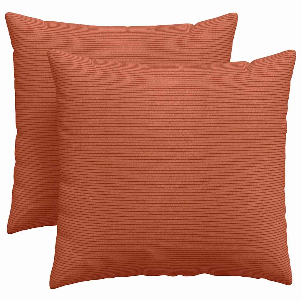 Sofakuddar 2 st Röd orange 45 x 45 cm Kordread tyg