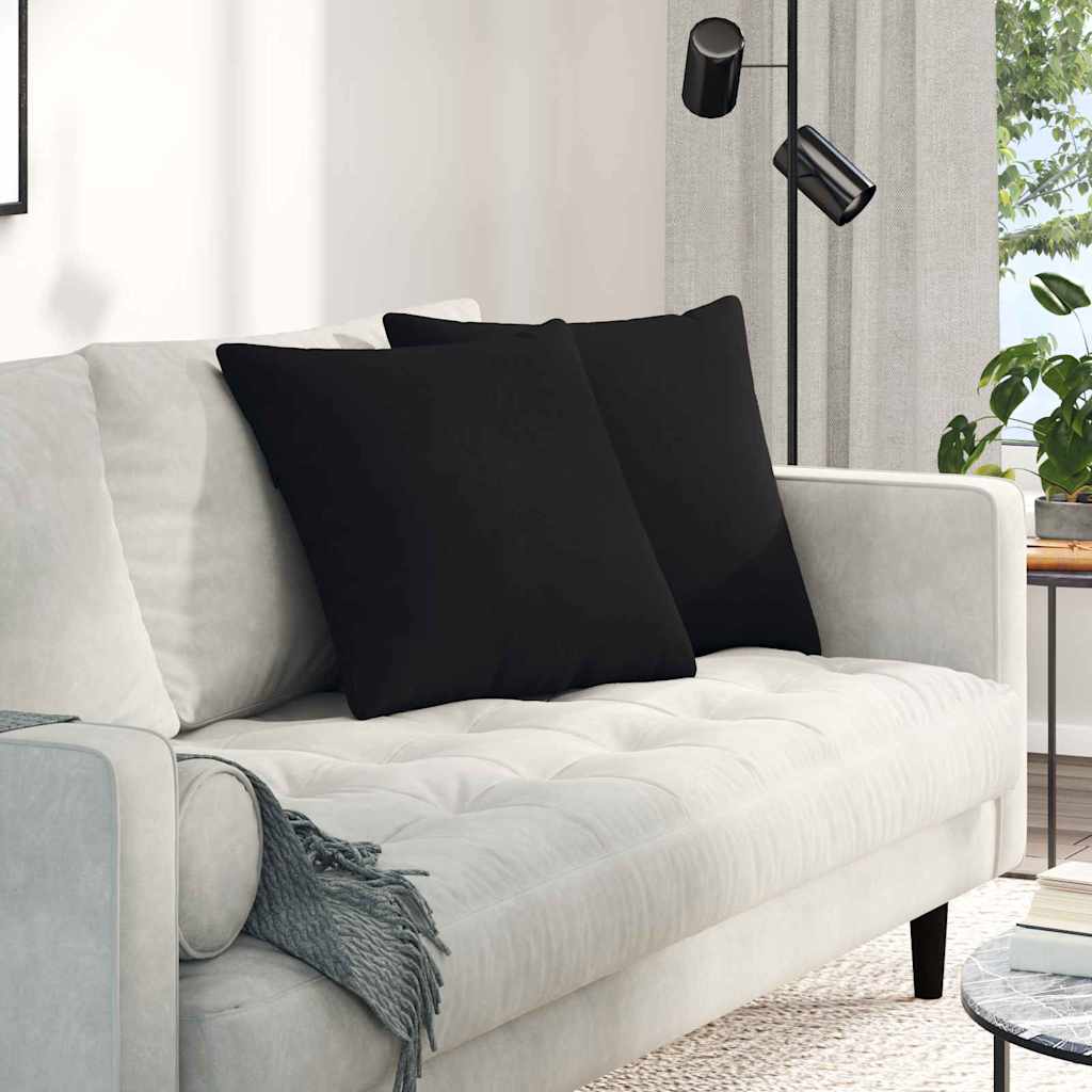 Sofakuddar 2 st tyg Svart 50 x 50 cm