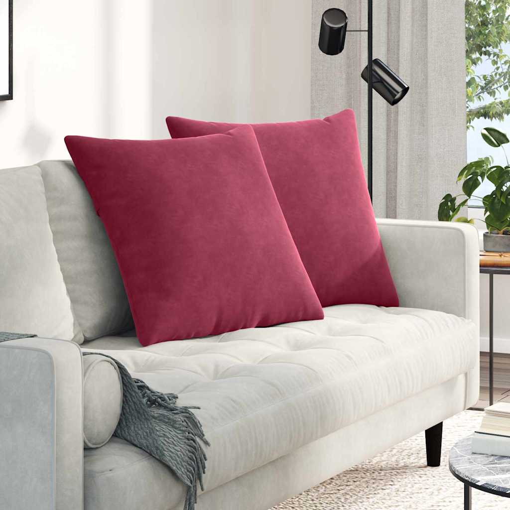 Sofakuddar 2 st Vinröd 60 x 60 cm Kordread tyg