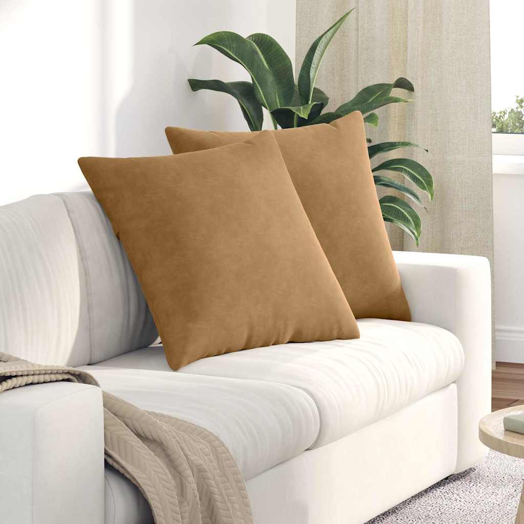 Sofakuddar 2 st Brun 60 x 60 cm Kordread tyg