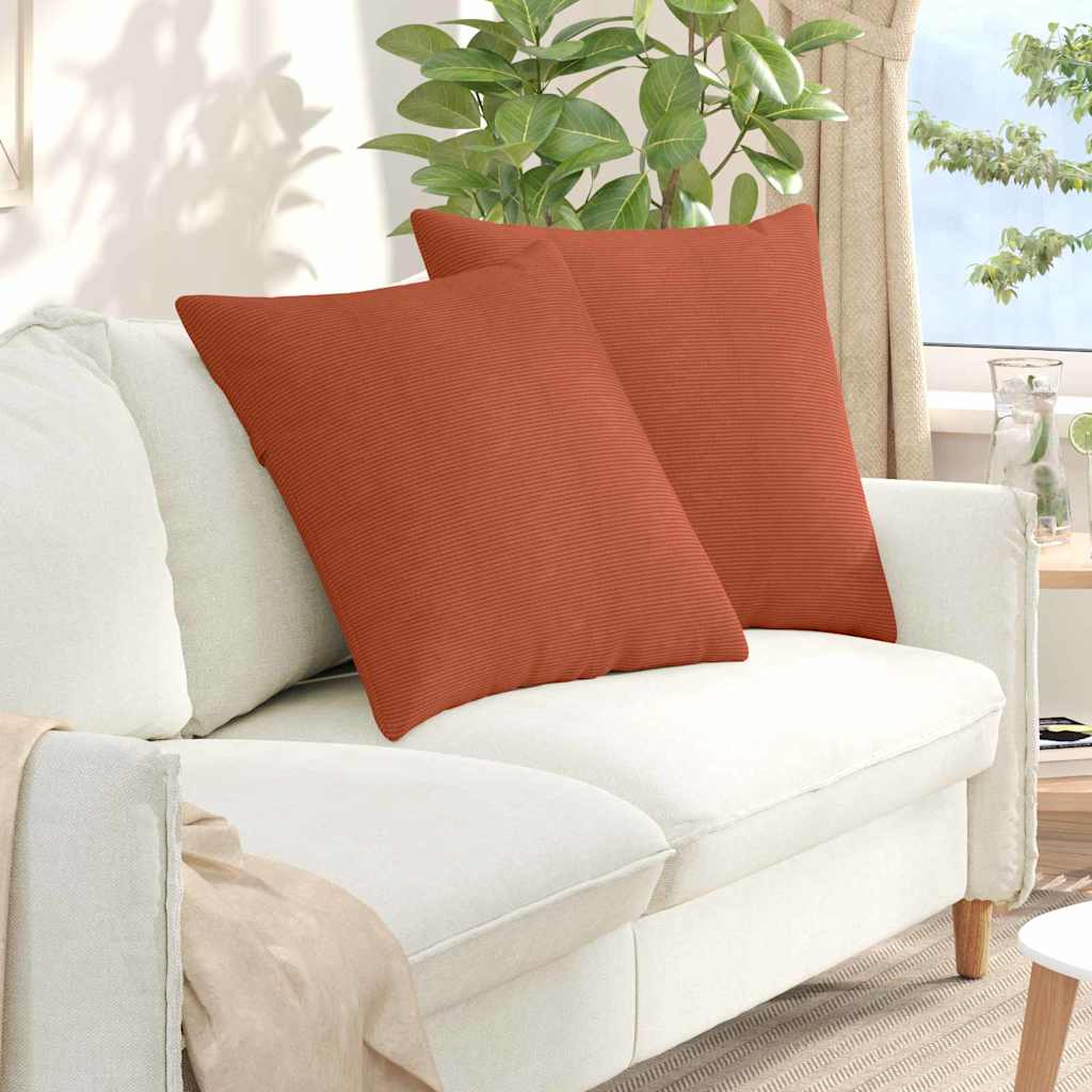 Sofakuddar 2 st Röd orange 60 x 60 cm Kordread tyg