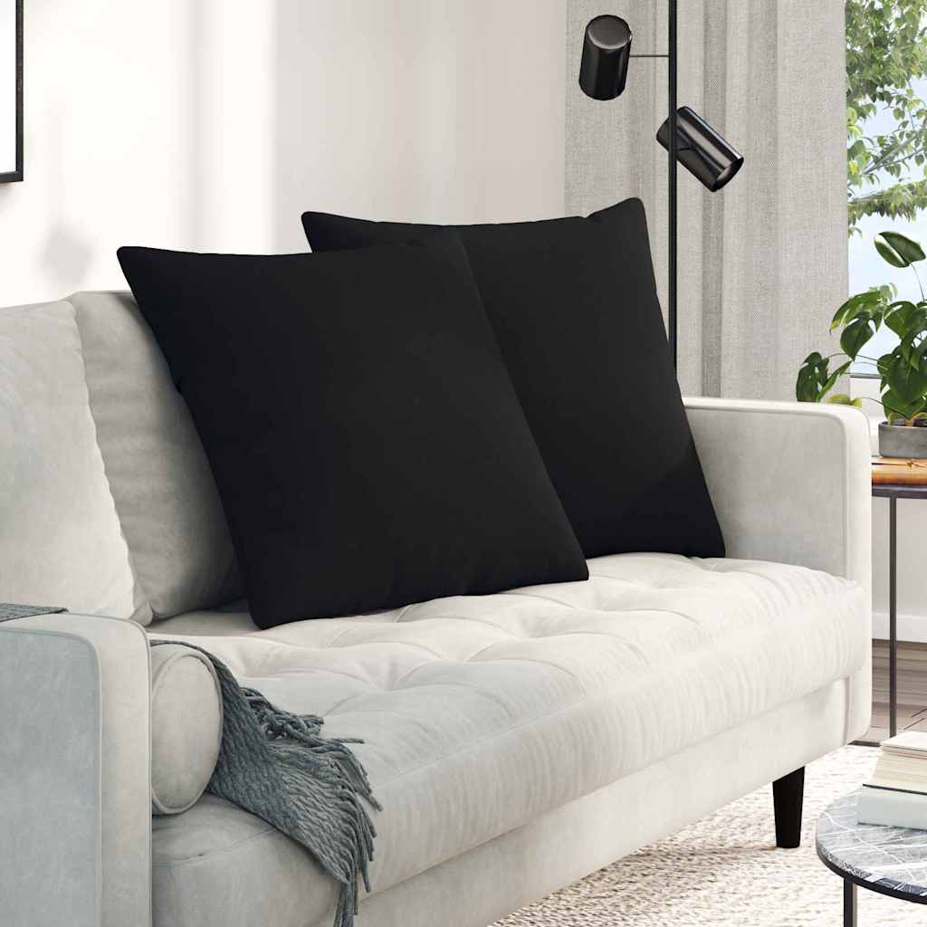 Sofakuddar 2 st tyg Svart 80 x 80 cm