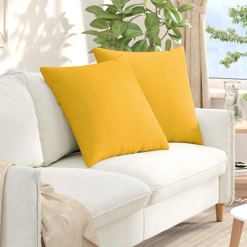 Sofakuddar 2 st Ljusgul 80 x 80 cm Kordread tyg