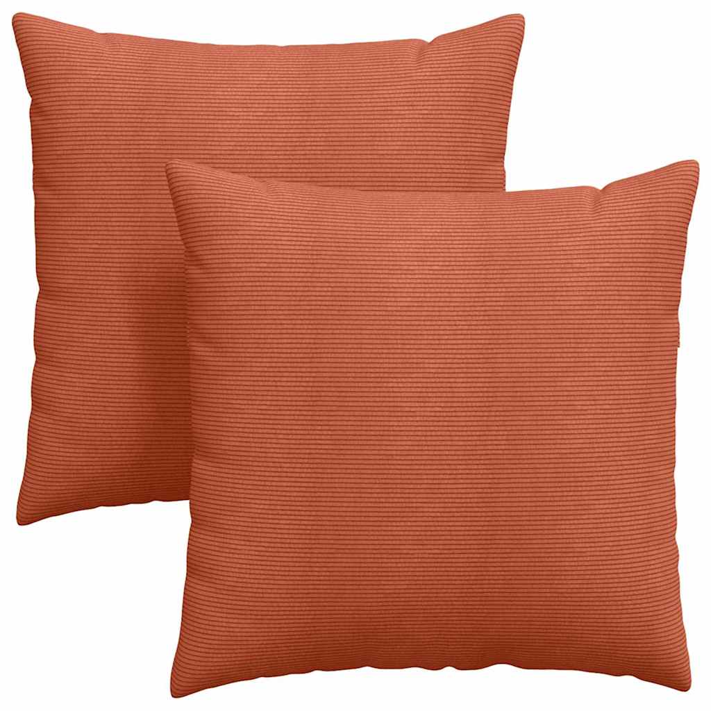 Sofakuddar 2 st Kordread tyg Röd orange 80 x 80 cm