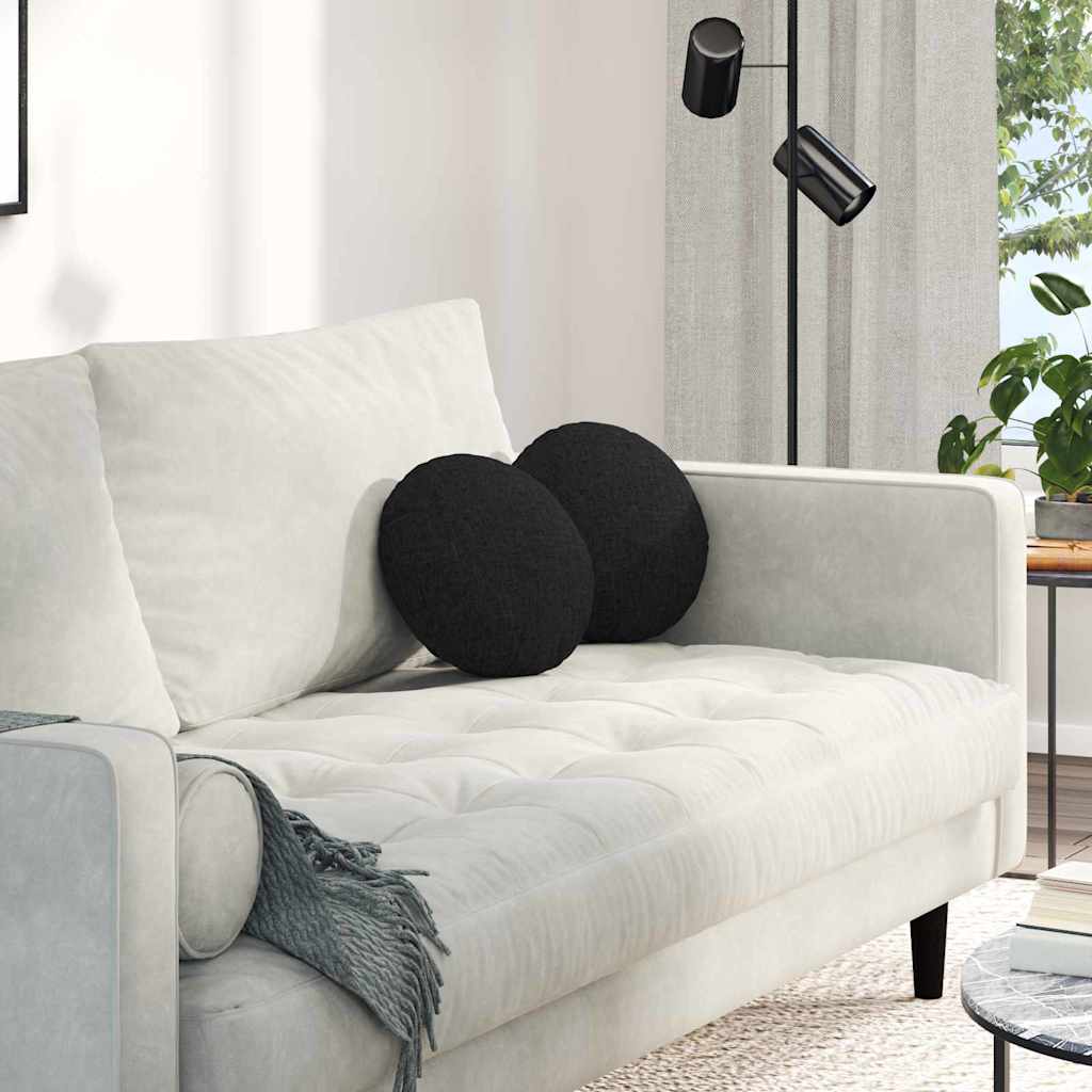 Sittkuddar 2 st Tyg Svart Ø30 x 13 cm