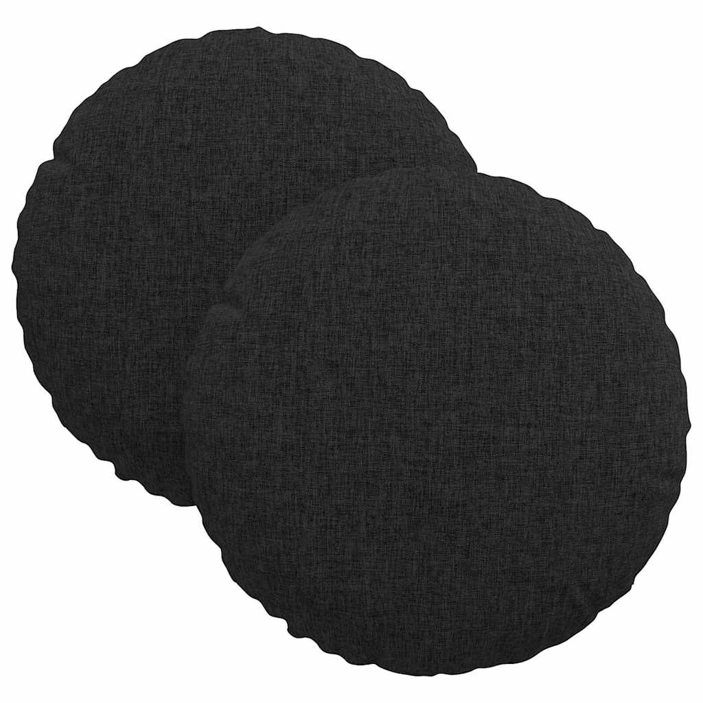 Sittkuddar 2 st Tyg Svart Ø30 x 13 cm