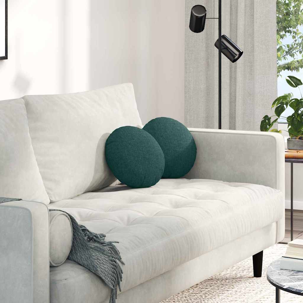 Sittkuddar 2 st Tyg Mörkgrön Ø30 x 13 cm