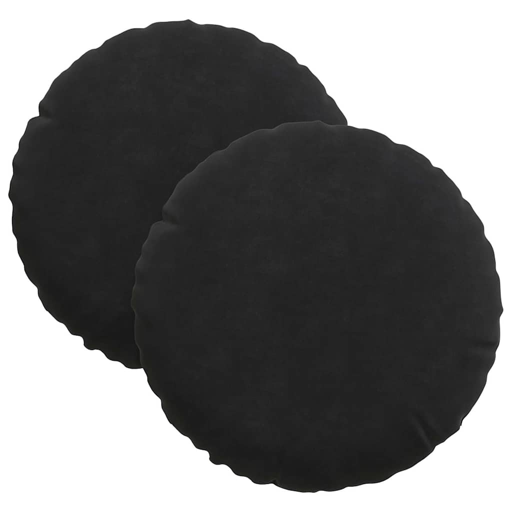 Sittkuddar 2 st Sammet Svart Ø30 x 13 cm