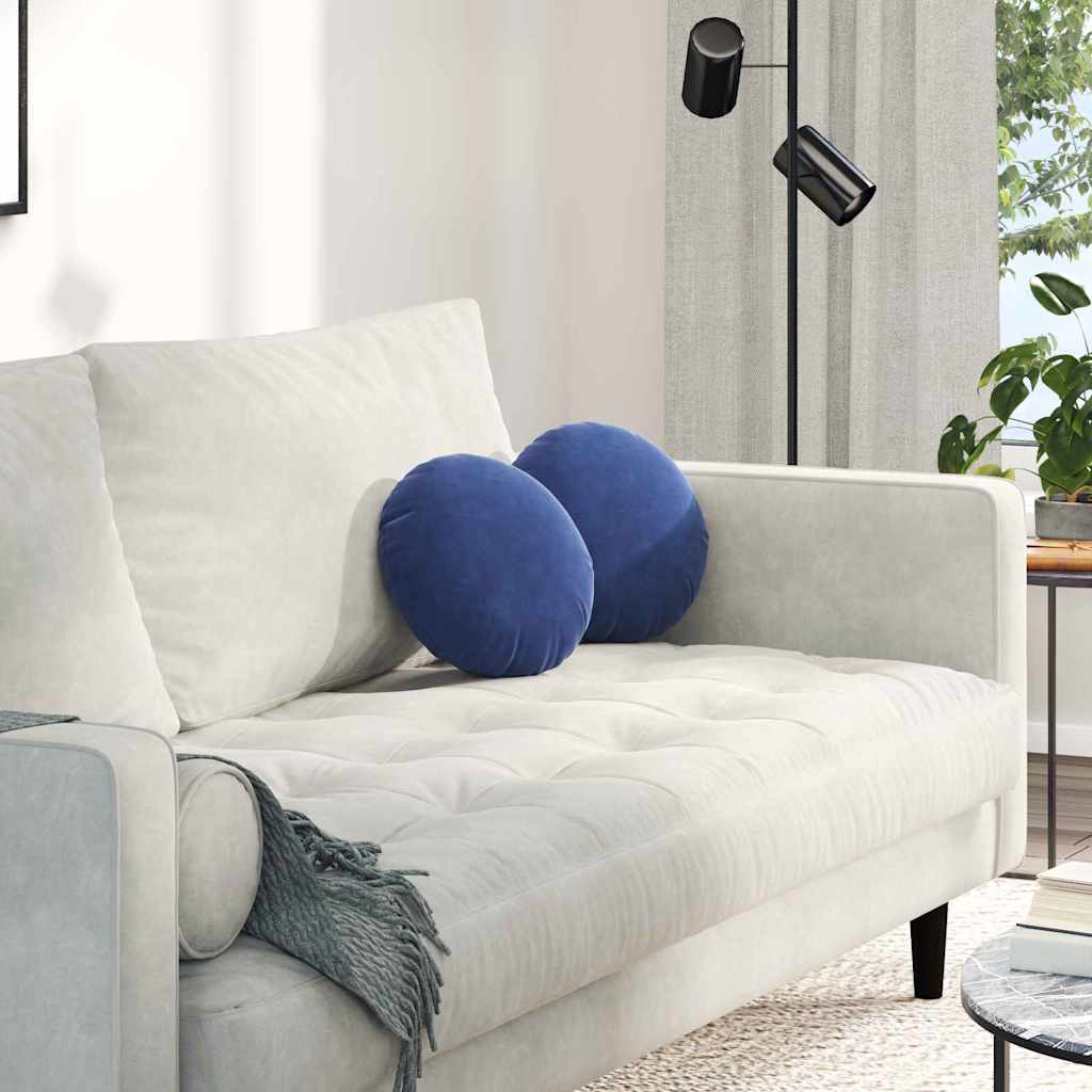 Sittkuddar 2 st Sammet Polisblå Ø30 x 13 cm