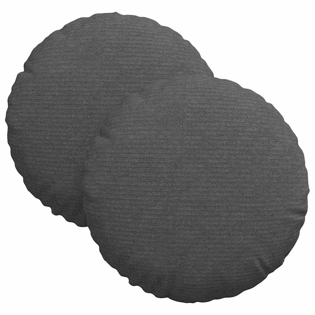 Sittkuddar 2 st Kordread tyg Mörkgrå Ø30 x 13 cm