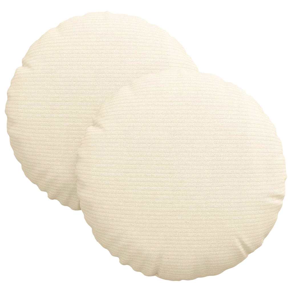Sittkuddar 2 st Kordread tyg Kräm Ø30 x 13 cm