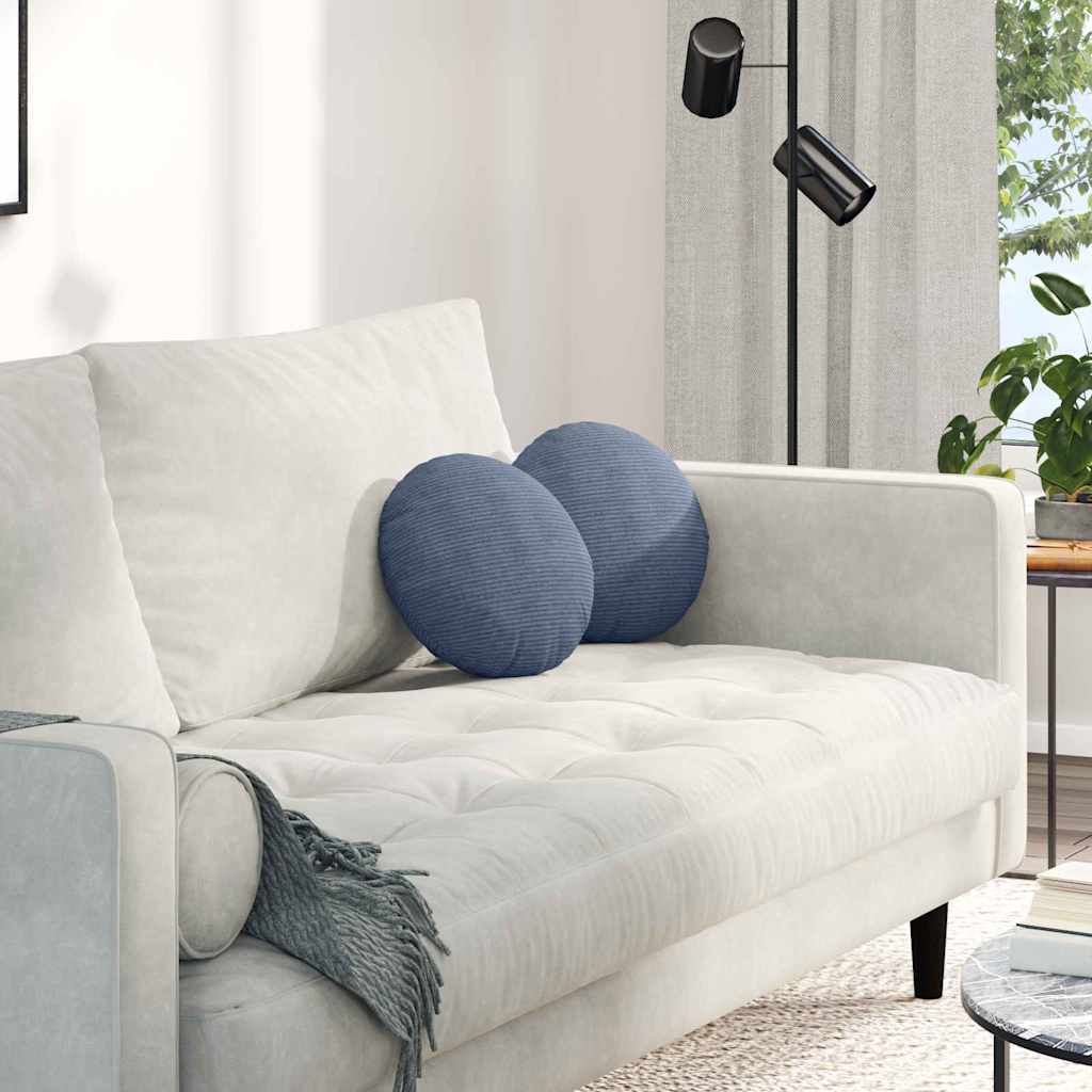 Sittkuddar 2 st Kordread tyg Blå Ø30 x 13 cm