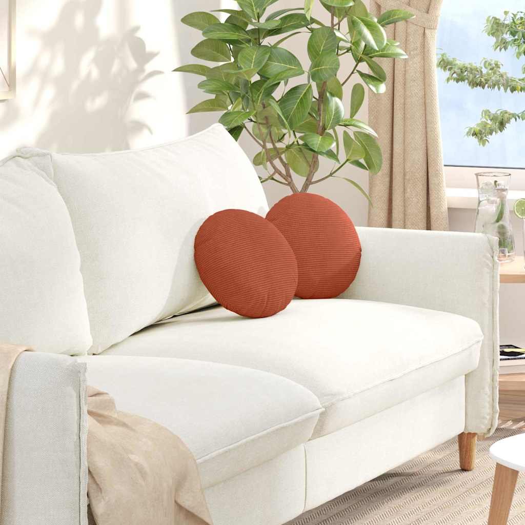 Sittkuddar 2 st Kordread tyg Röd orange Ø30 x 13 cm