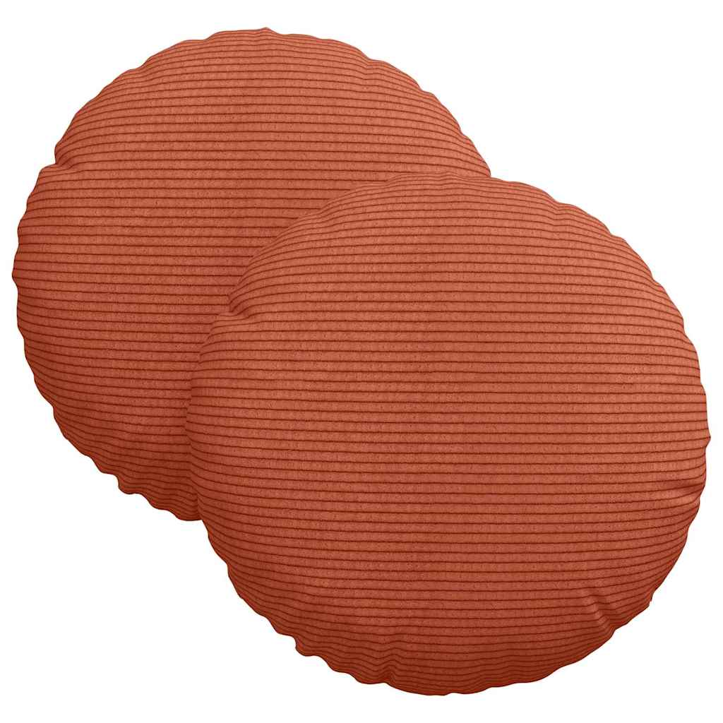 Sittkuddar 2 st Kordread tyg Röd orange Ø30 x 13 cm