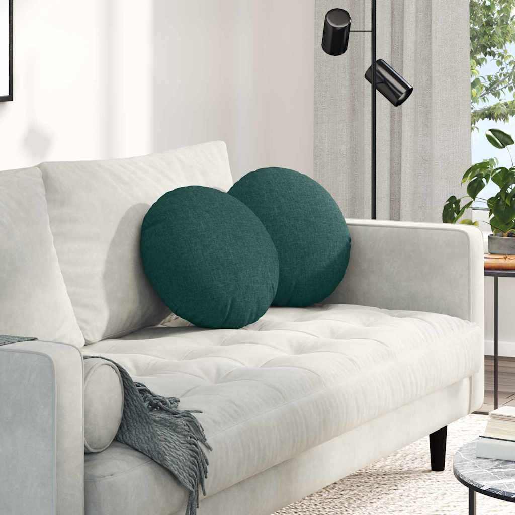 Sittkuddar 2 st Tyg Mörkgrön Ø40 x 13 cm