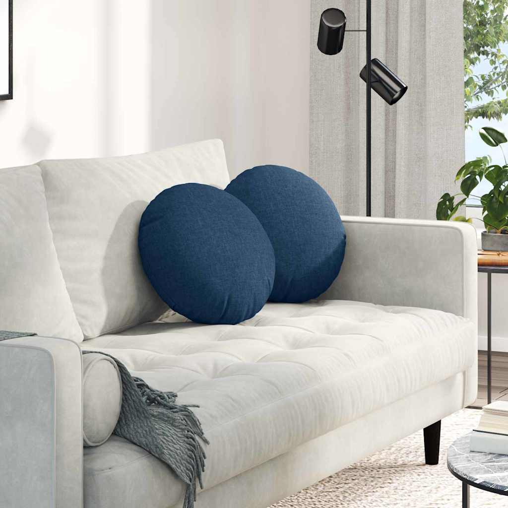 Sittkuddar 2 st Tyg Blå Ø40 x 13 cm