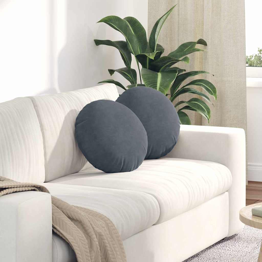 Sittkuddar 2 st Mörkgrå Ø 40 x 13 cm Sammet