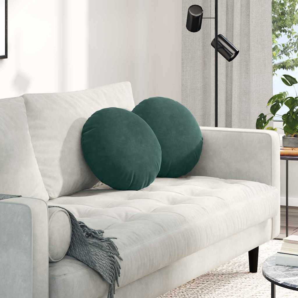 Sittkuddar 2 st Mörkgrön Ø 40 x 13 cm Sammet