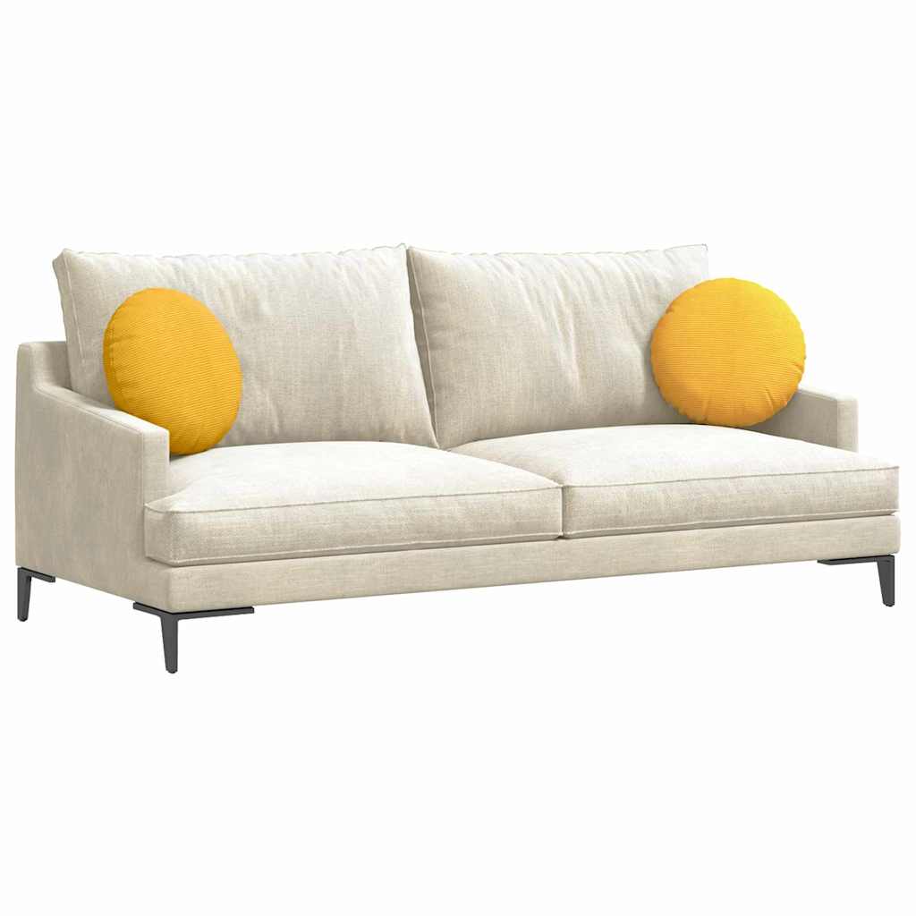Sittkuddar 2 st Kordread tyg Ljusgul Ø 40 cm