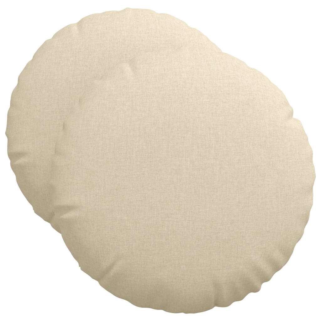 Sittkuddar 2 st Tyg Gräddvit Ø50 x 19 cm