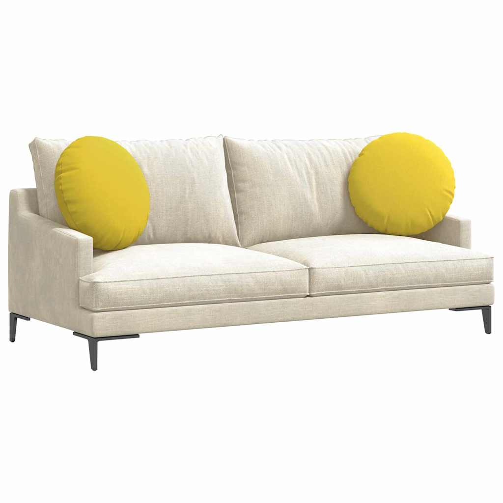 Sittkuddar 2 st Tyg Ljusgul Ø50 x 19 cm
