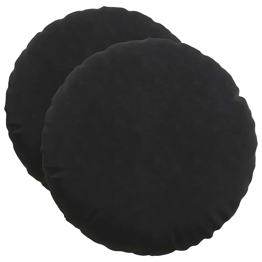 Sittkuddar 2 st Sammet Svart Ø50 x 19 cm