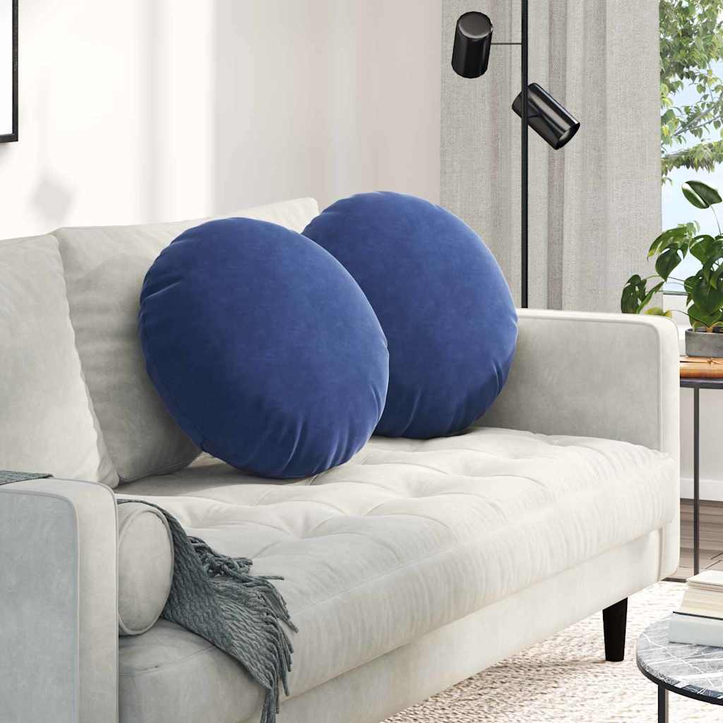 Sittkuddar 2 st Sammet Polisblå Ø50 x 19 cm