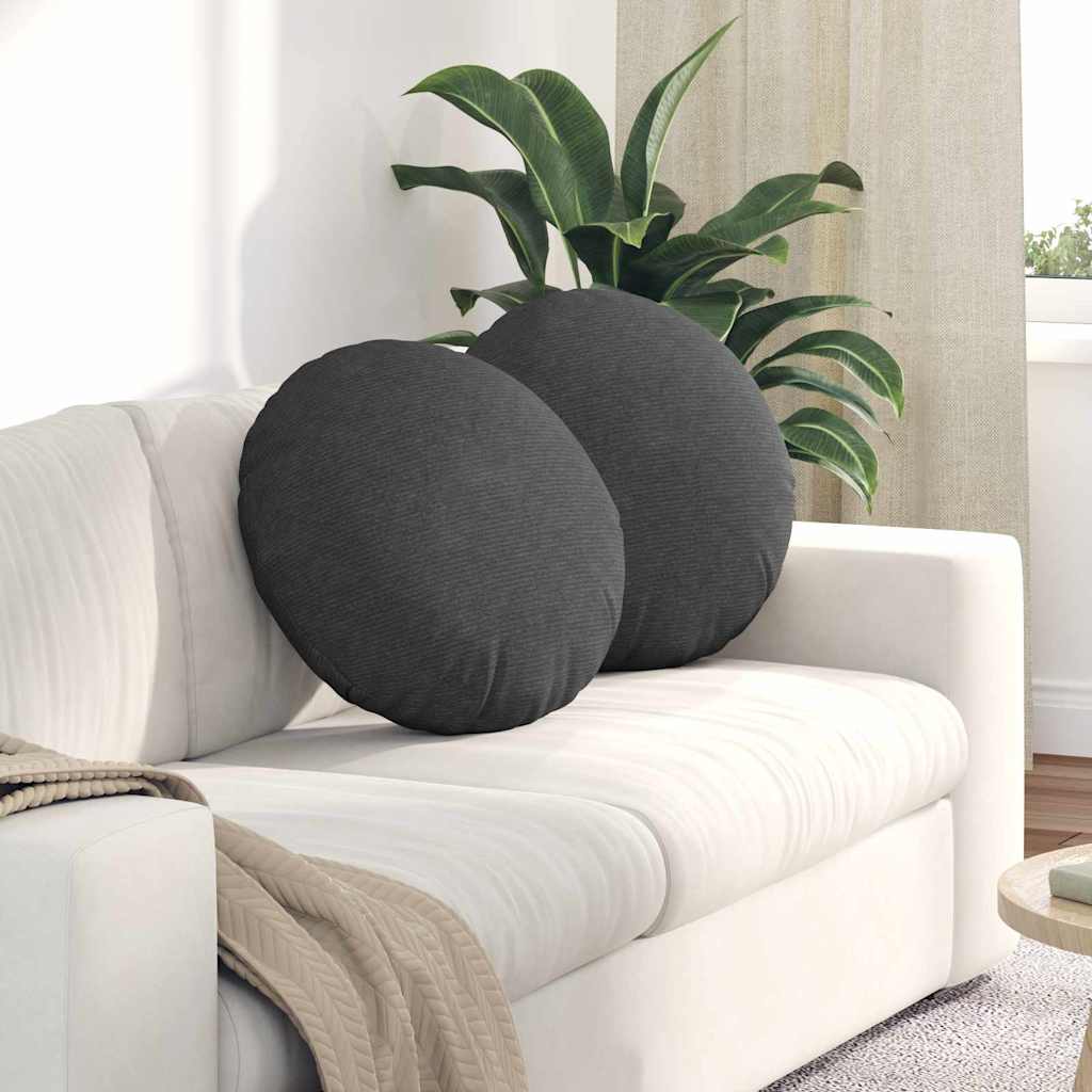 Sittkuddar 2 st Kordread tyg Mörkgrå Ø50 x 19 cm