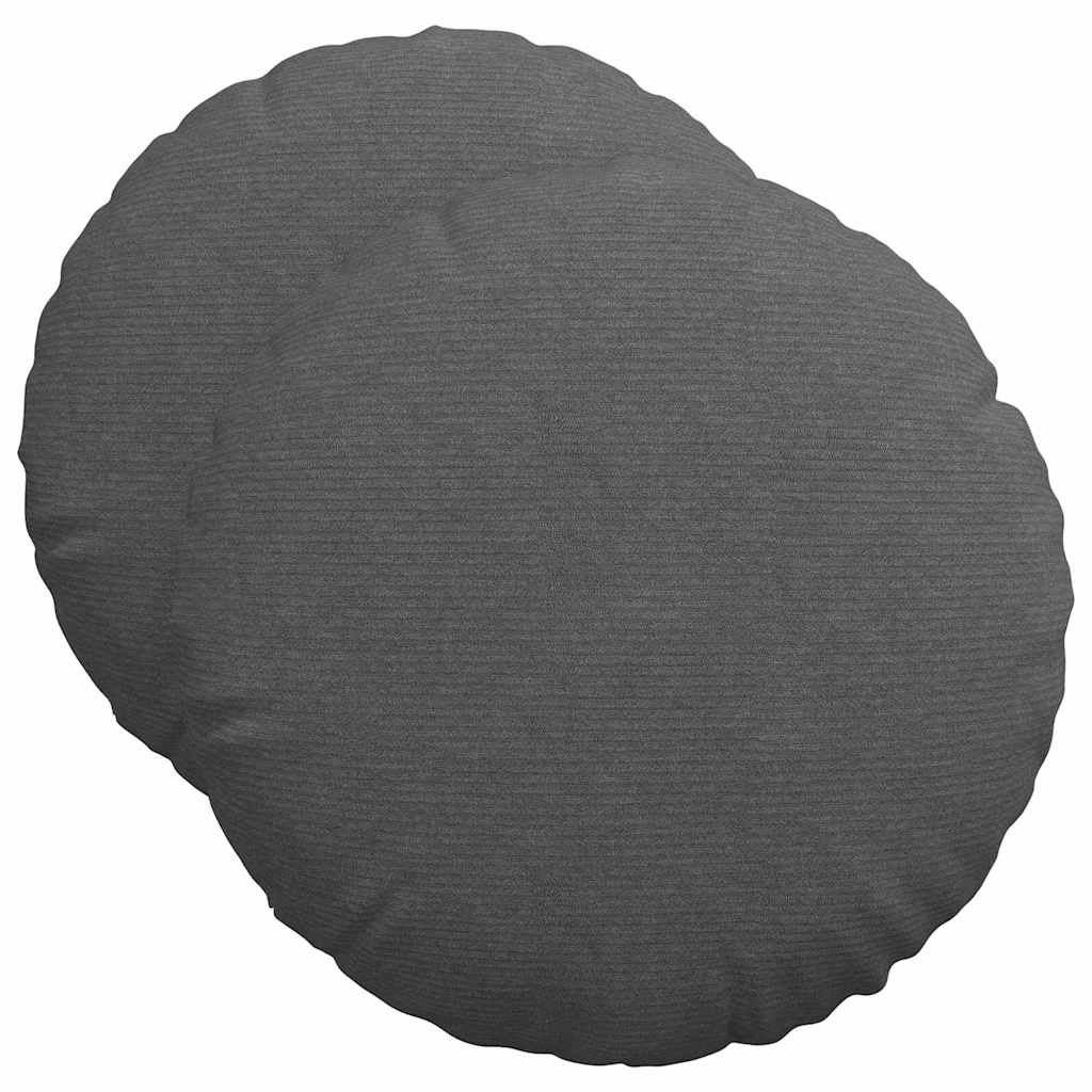 Sittkuddar 2 st Kordread tyg Mörkgrå Ø50 x 19 cm