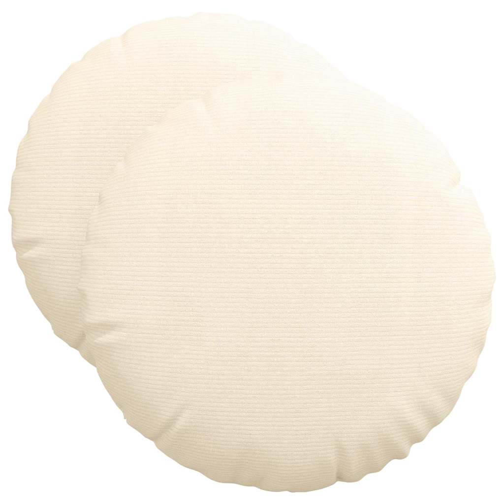 Sittkuddar 2 st Kordread tyg Kräm Ø50 x 19 cm