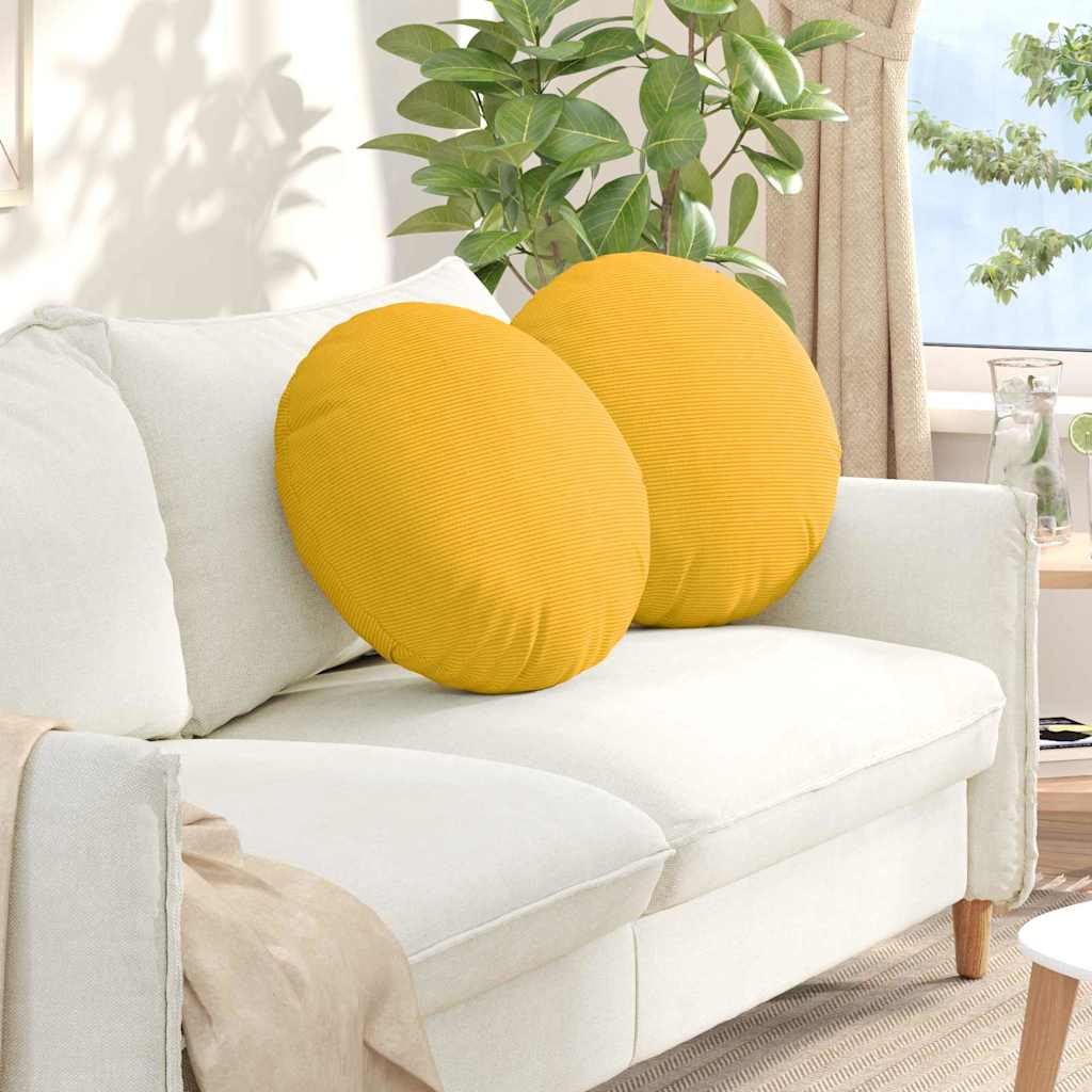 Sittkuddar 2 st Kordread tyg Ljusgul Ø50 x 19 cm