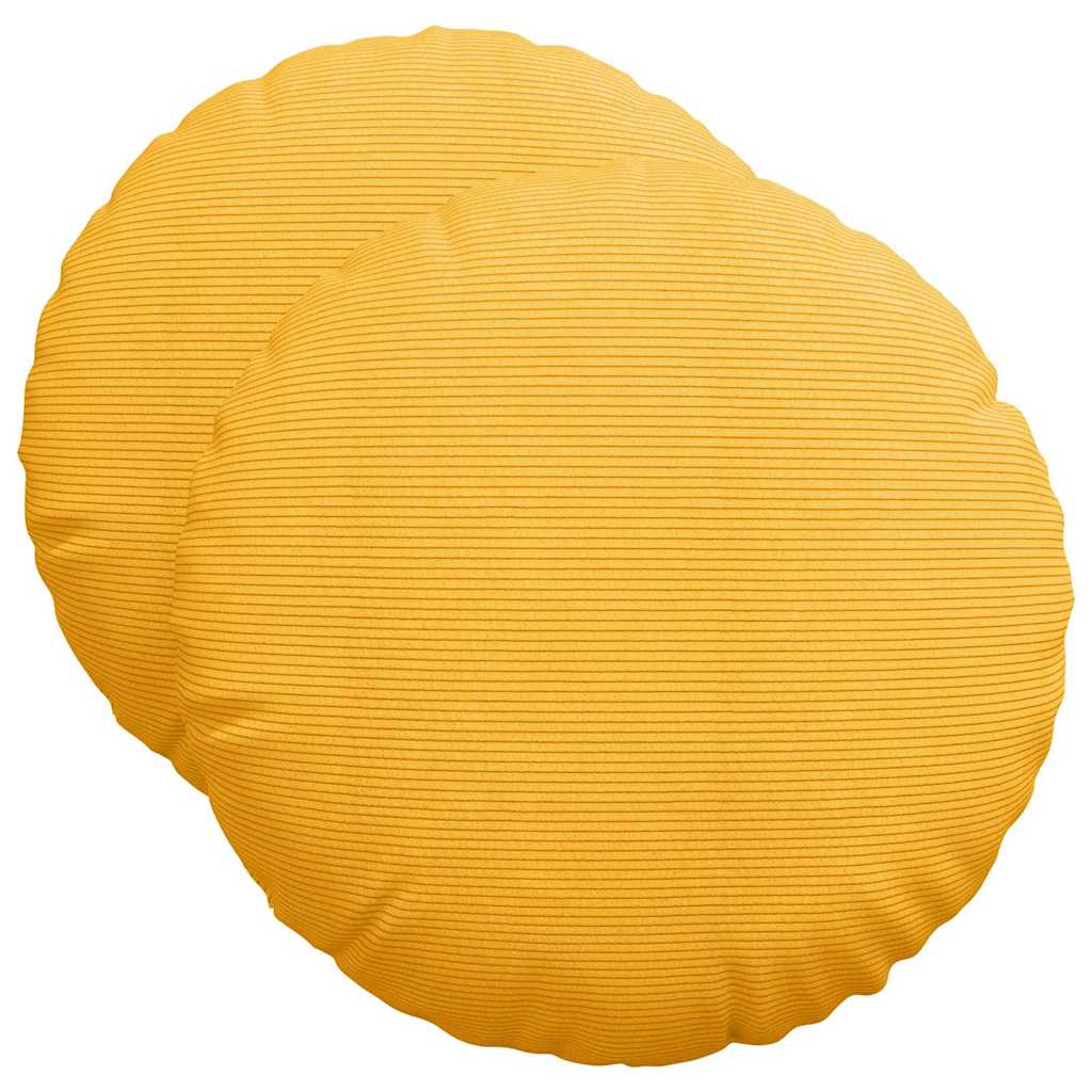 Sittkuddar 2 st Kordread tyg Ljusgul Ø50 x 19 cm