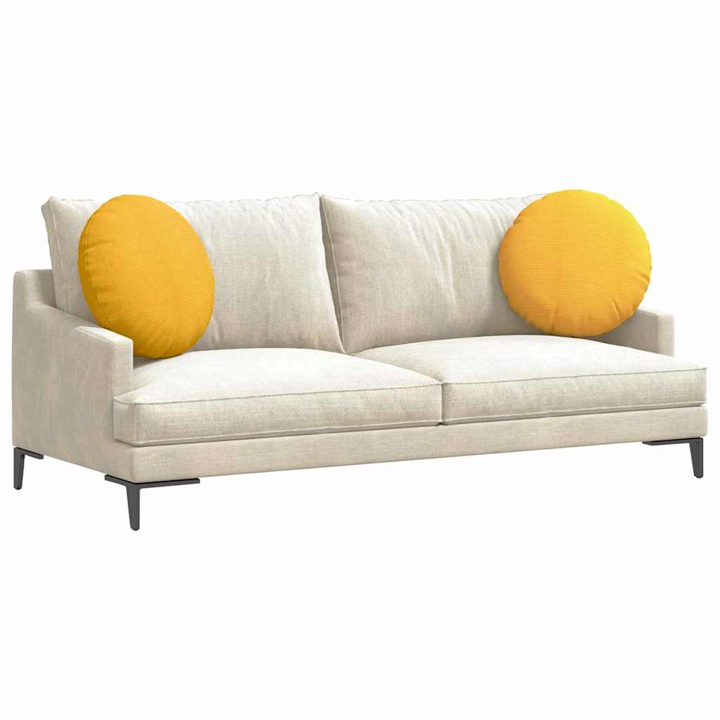 Sittkuddar 2 st Kordread tyg Ljusgul Ø50 x 19 cm