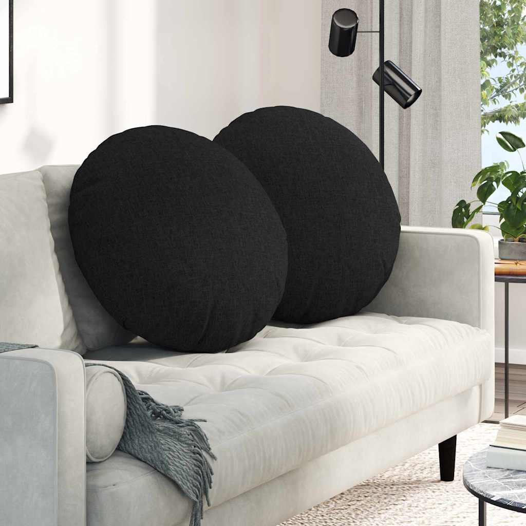 Sittkuddar 2 st Tyg Svart Ø60 x 21 cm