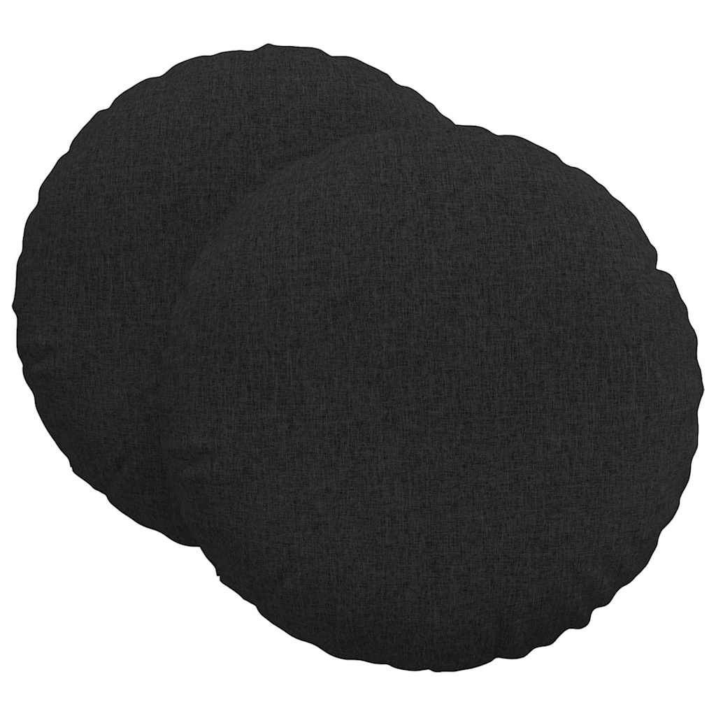 Sittkuddar 2 st Tyg Svart Ø60 x 21 cm