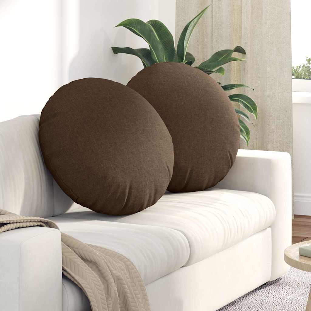 Sittkuddar 2 st Tyg Brun Ø60 x 21 cm