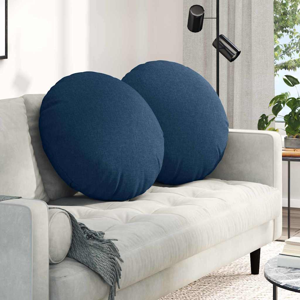 Sittkuddar 2 st Tyg Blå Ø60 x 21 cm