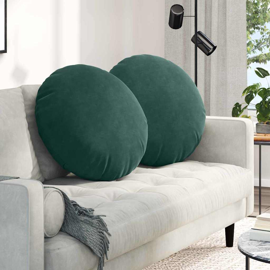 Sittkuddar 2 st Sammet Mörkgrön Ø60 x 21 cm