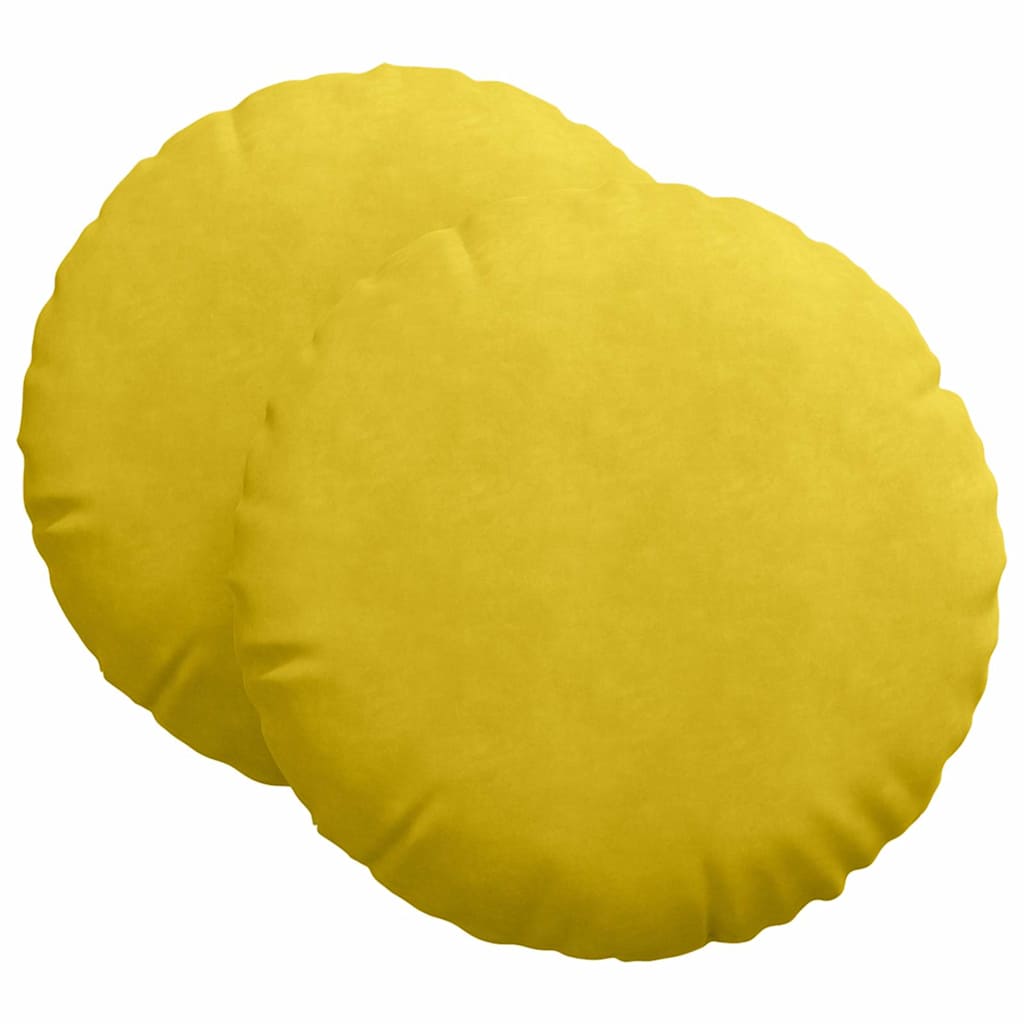 Sittkuddar 2 st Sammet Gul Ø60 x 21 cm