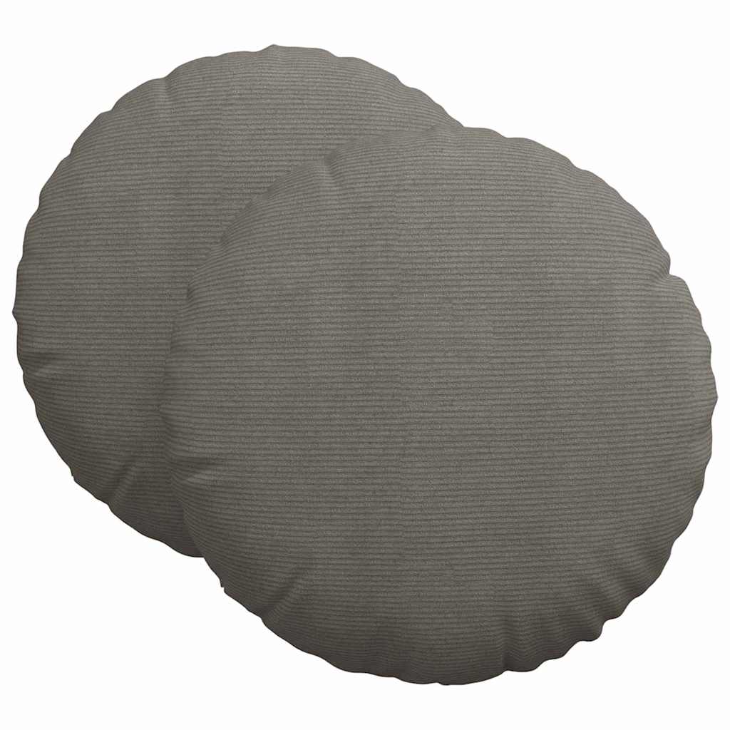 Sittkuddar 2 st Kordread tyg Ljusgrå Ø60 x 21 cm