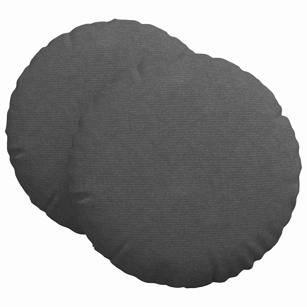 Sittkuddar 2 st Kordread tyg Mörkgrå Ø60 x 21 cm