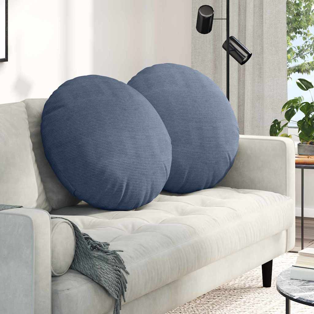 Sittkuddar 2 st Kordread tyg Blå Ø60 x 21 cm