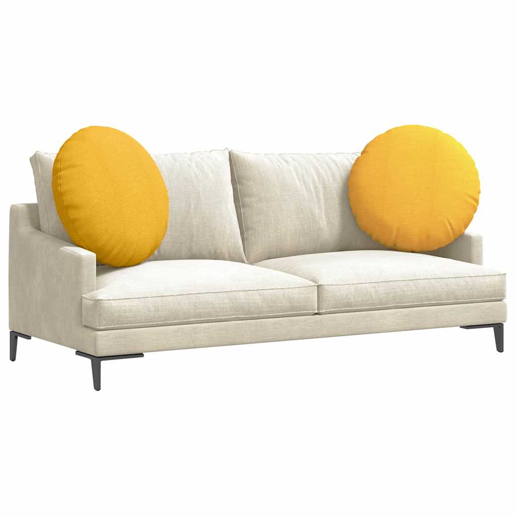 Sittkuddar 2 st Kordread tyg Ljusgul Ø60 x 21 cm