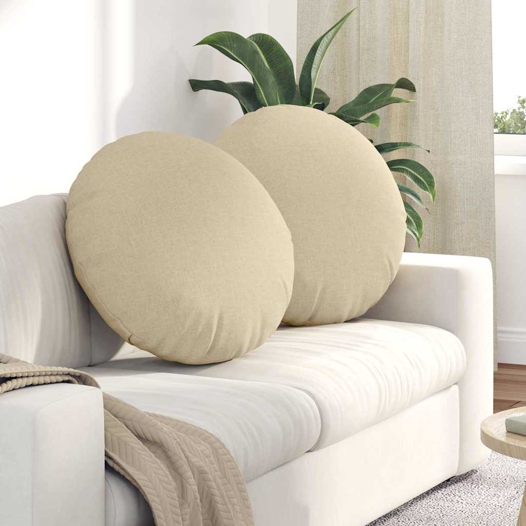 Sittkuddar 2 st Tyg Gräddvit Ø80 x 29 cm